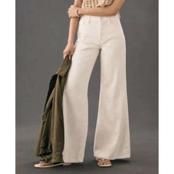 Maeve Jada Wide Leg Jeans Anthropologie 30 Cream Denim Casual Minimalist Classic - Picture 4 of 13